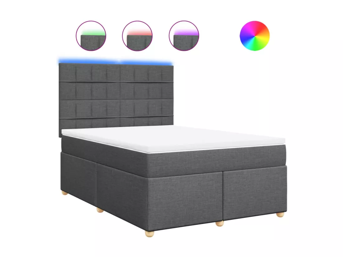 Sommier à lattes de lit avec matelas Gris foncé 160x200cm Tissu