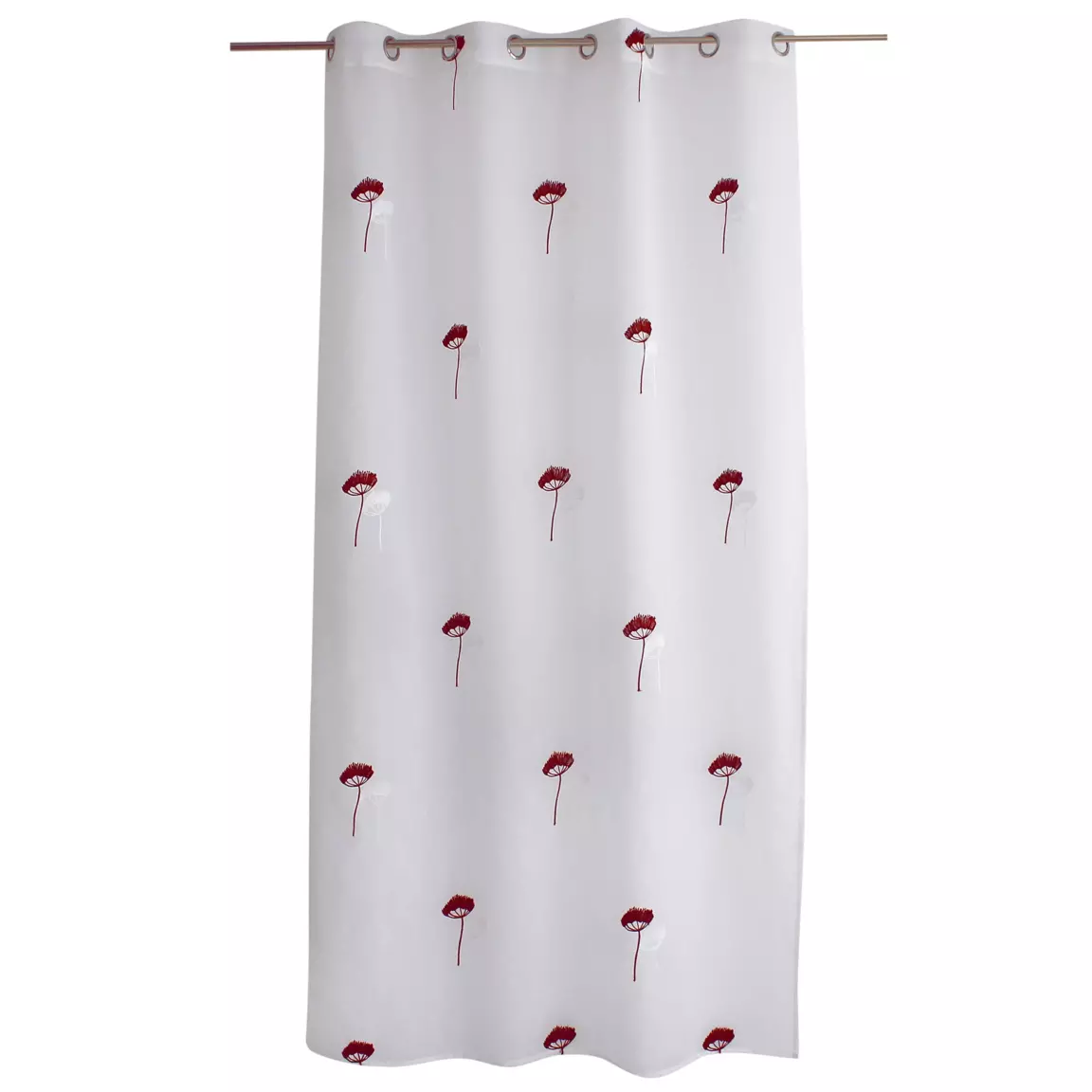 Voilage brodé œillets (140 x 240 cm) Cosmos Bordeaux