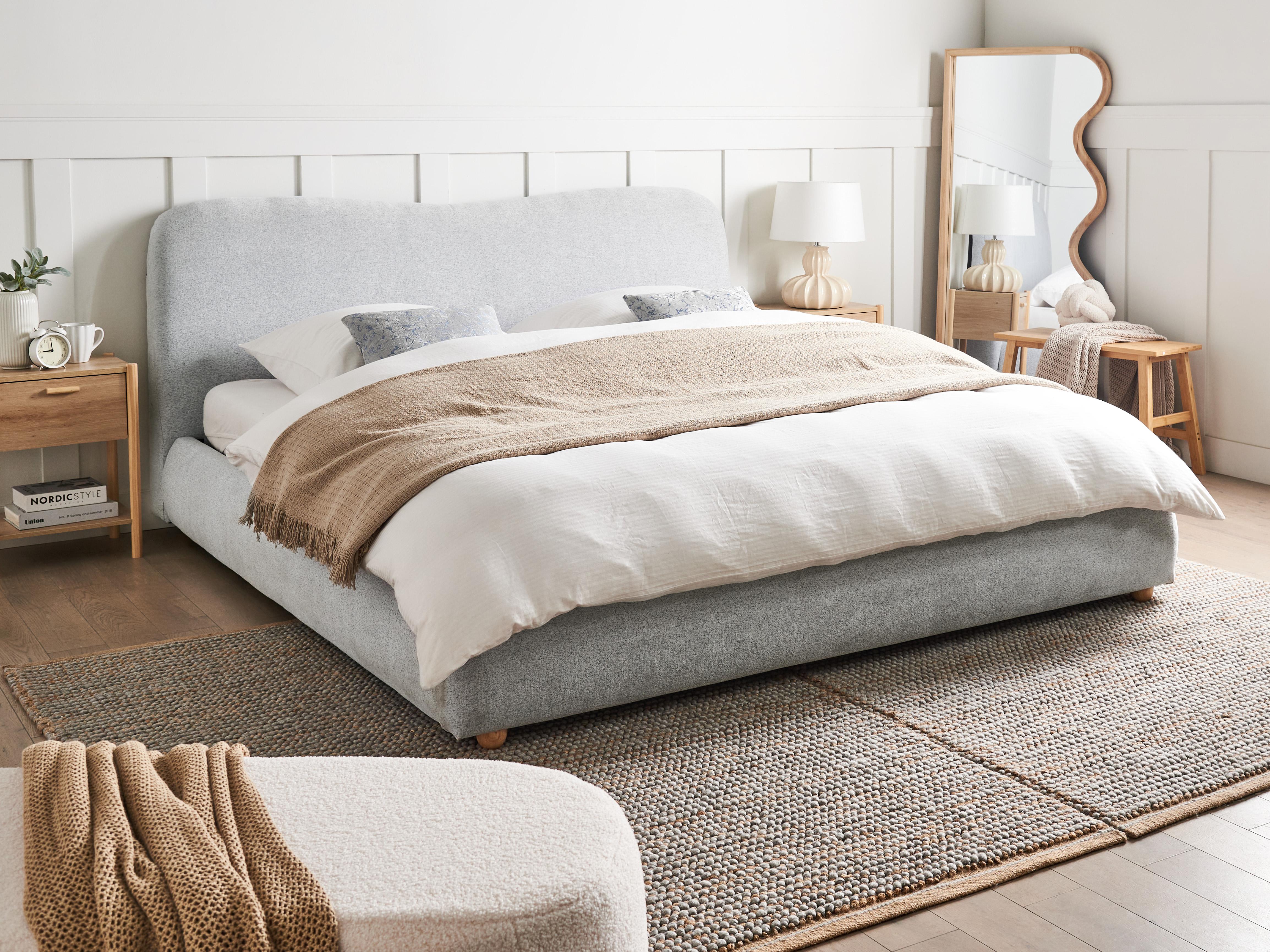 Bed met opbergruimte Stof BLAGNAC 180 x 200 cm Lichtgrijs