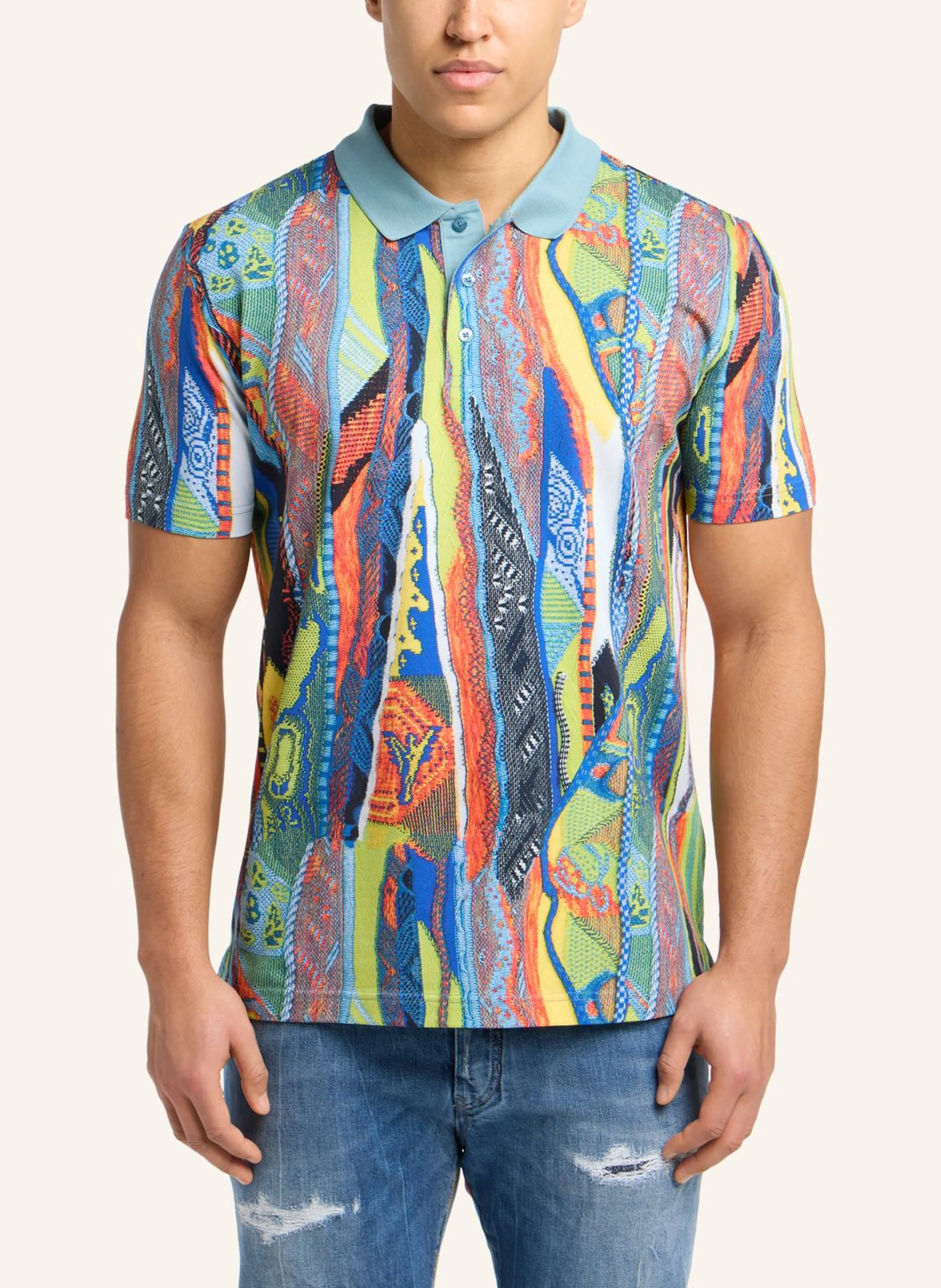 CARLO COLUCCI Poloshirt mit Knitprint EGG