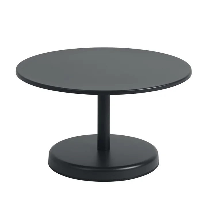 Muuto - Linear Steel Outdoor Kaffeetisch, Ø 70 x H 40 cm, anthrazitschwarz RAL 7021