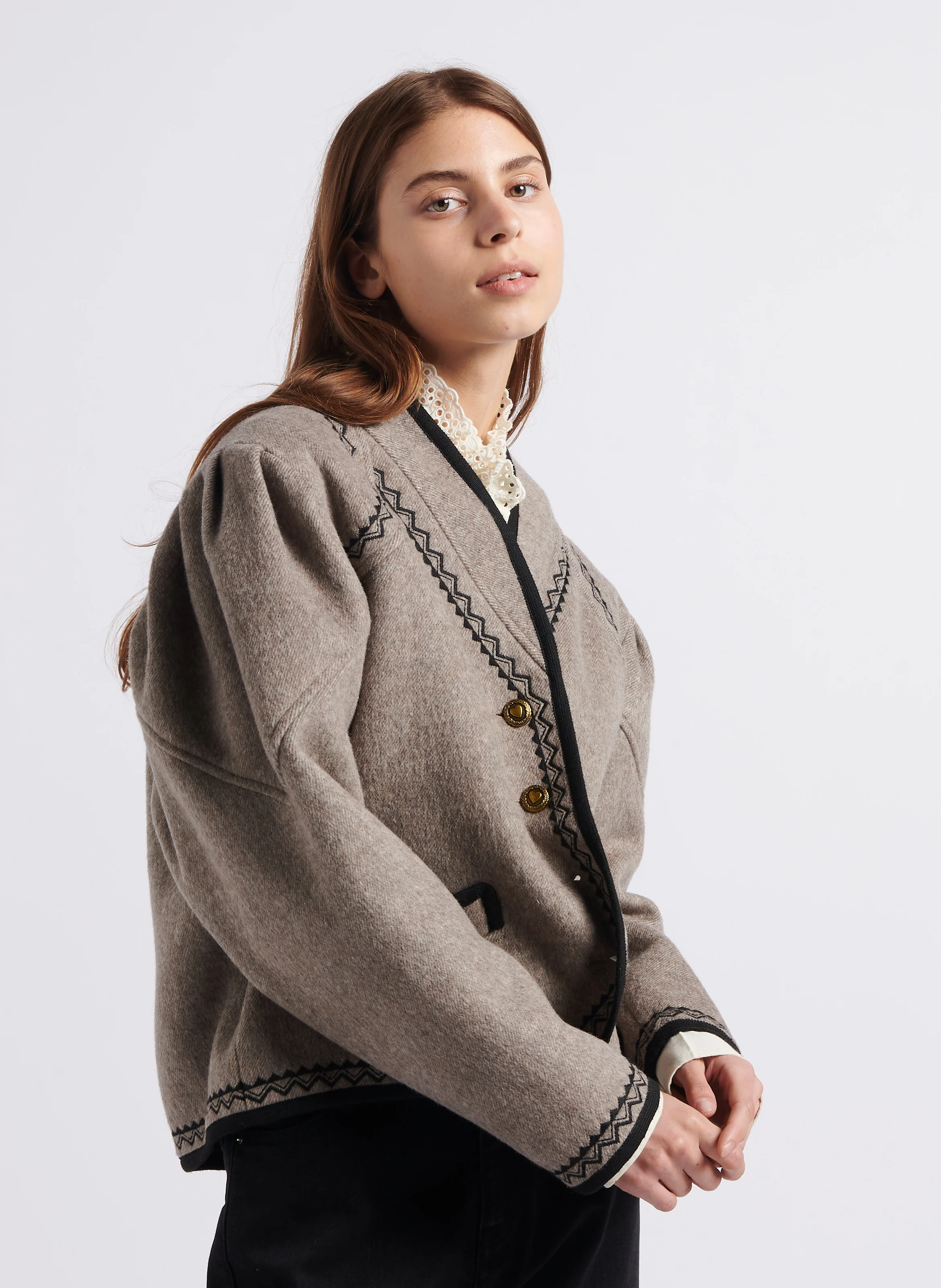 WILLIAM - Veste col châle en laine mélangée | Gris