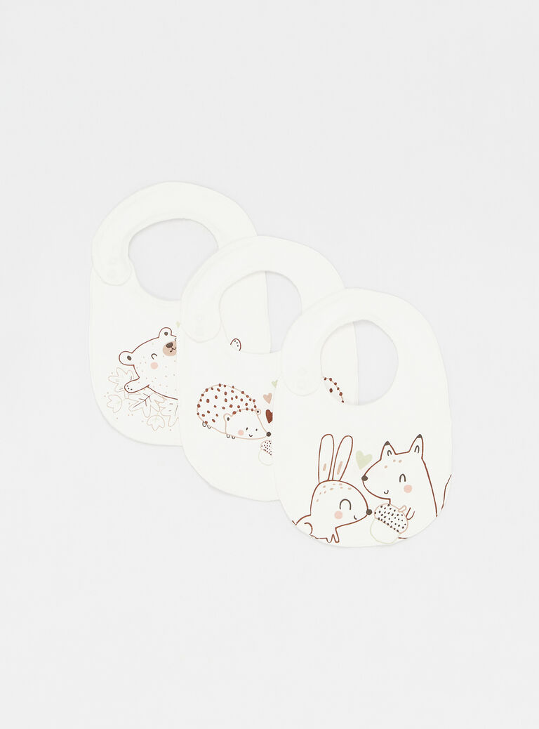 Lot de 3 bavoirs blanc cassé mixte