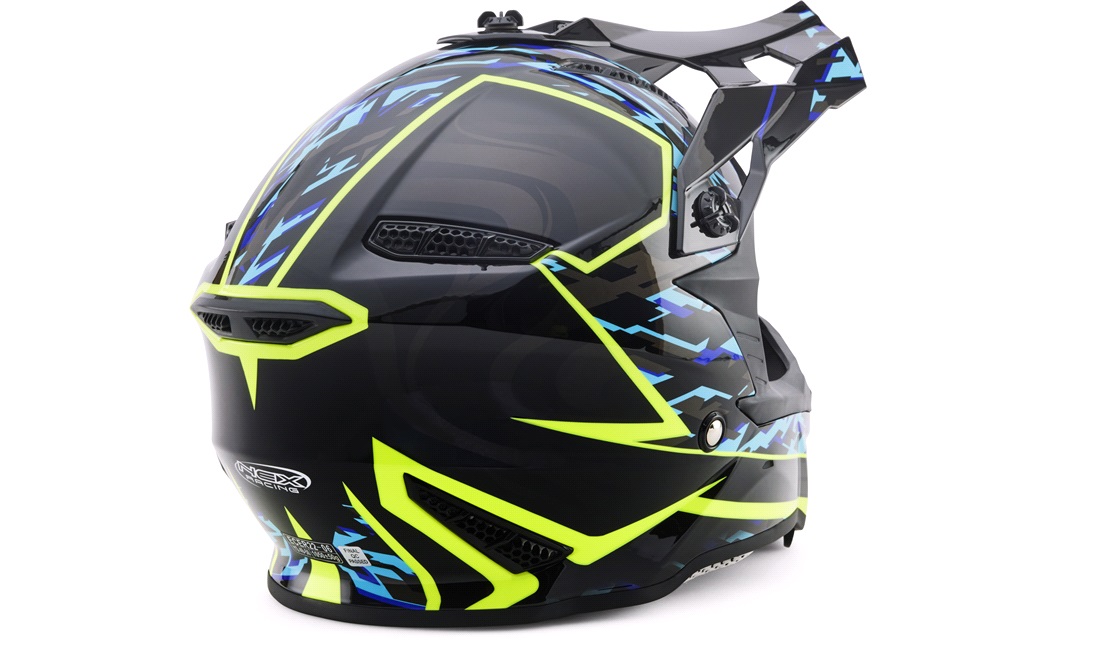Crosshjelm NEX Racing Kids sort/blå/gul str. M (51-52cm)