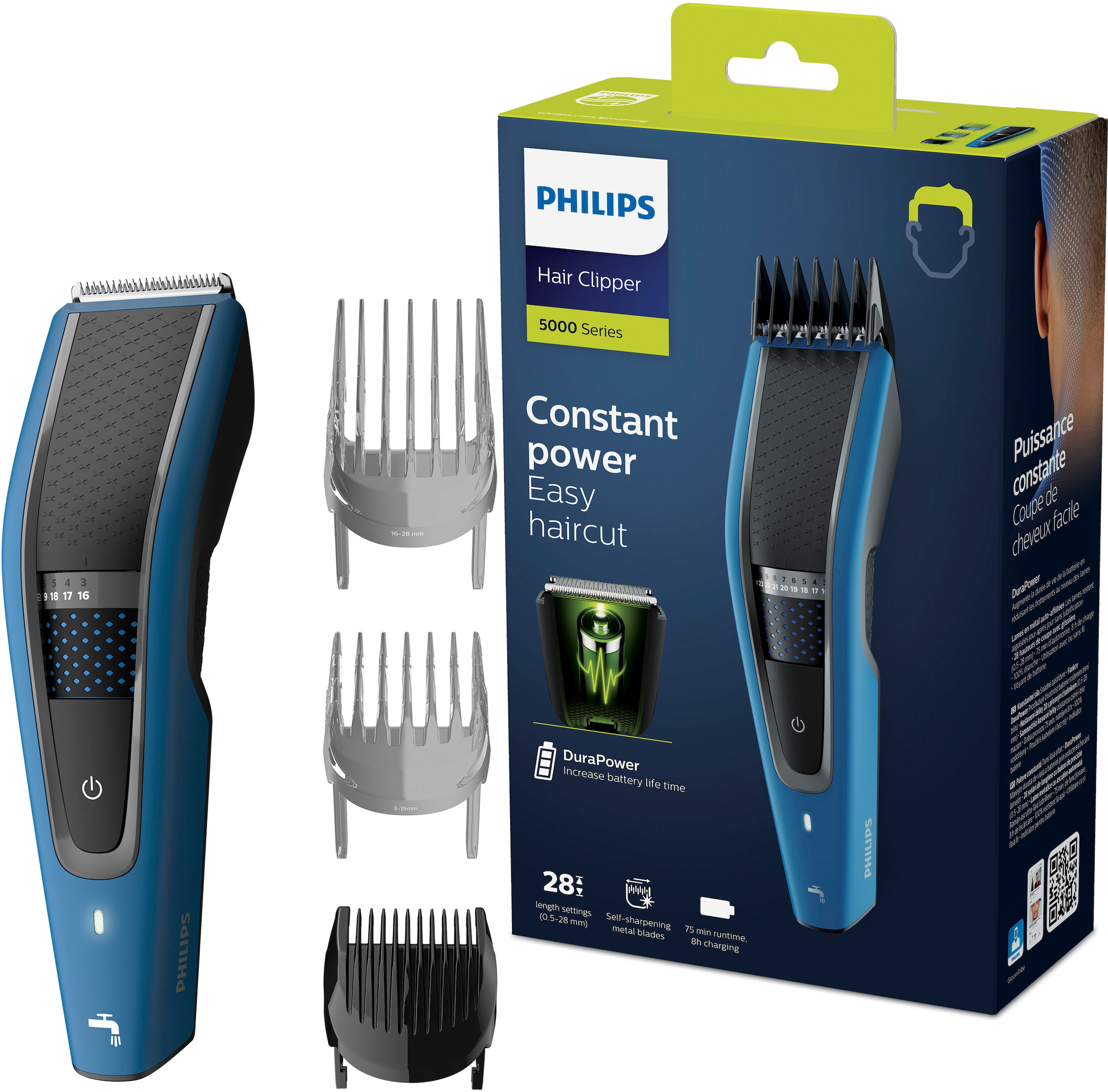 Philips Haarschneider »Series 5000 HC5612/15« 3 Aufsätze Trim-n-Flow Pro, 28 Längeneinstellungen