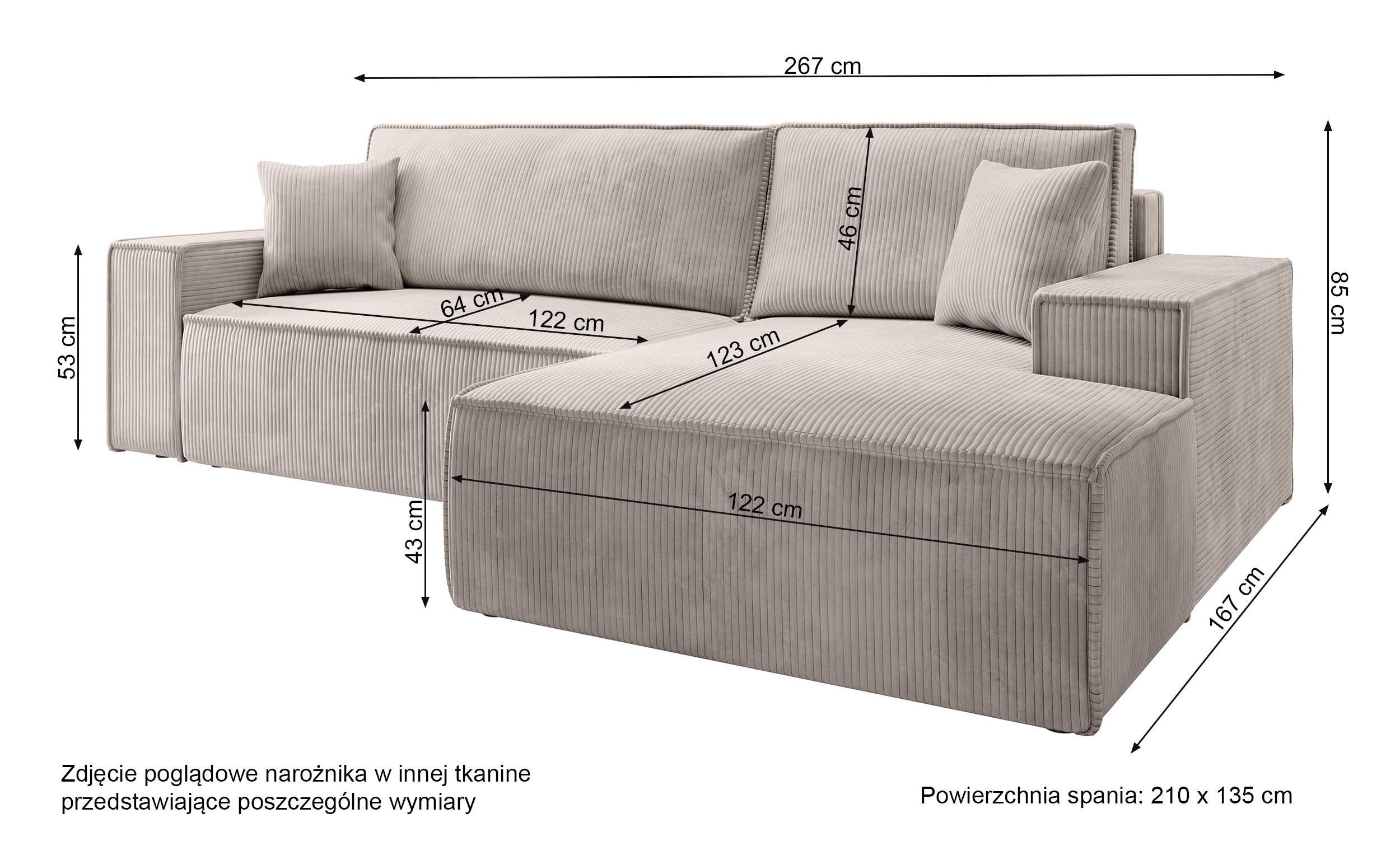 NADUVI Collection Galine Hoekbank met Chaise Longue Links met Slaapfunctie - Ribstof - Mosterdgeel