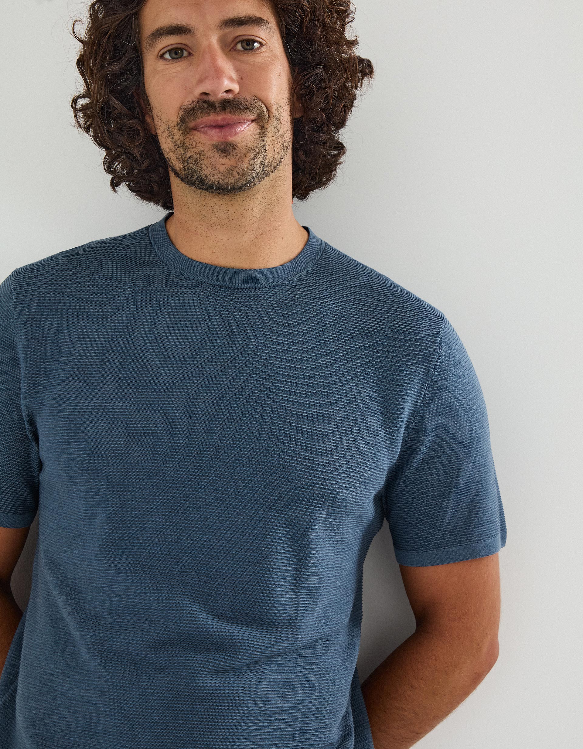 T-shirt de Malha, Homem, Azul