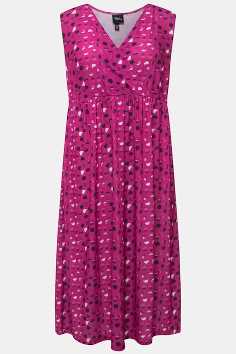 Jerseykleid, Punkte, A-Linie, V-Ausschnitt, ärmellos