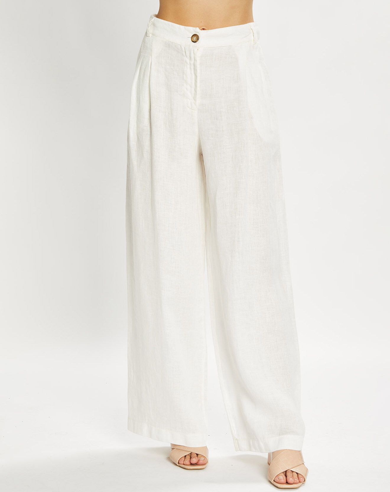 Lauren Vidal Pantalon 100% Lin Cara écru