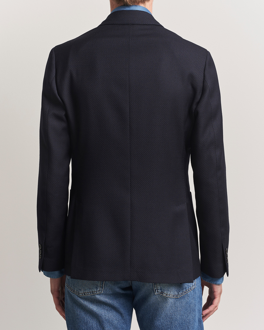 Lardini Double Breasted Twisted Wool Blazer Navy