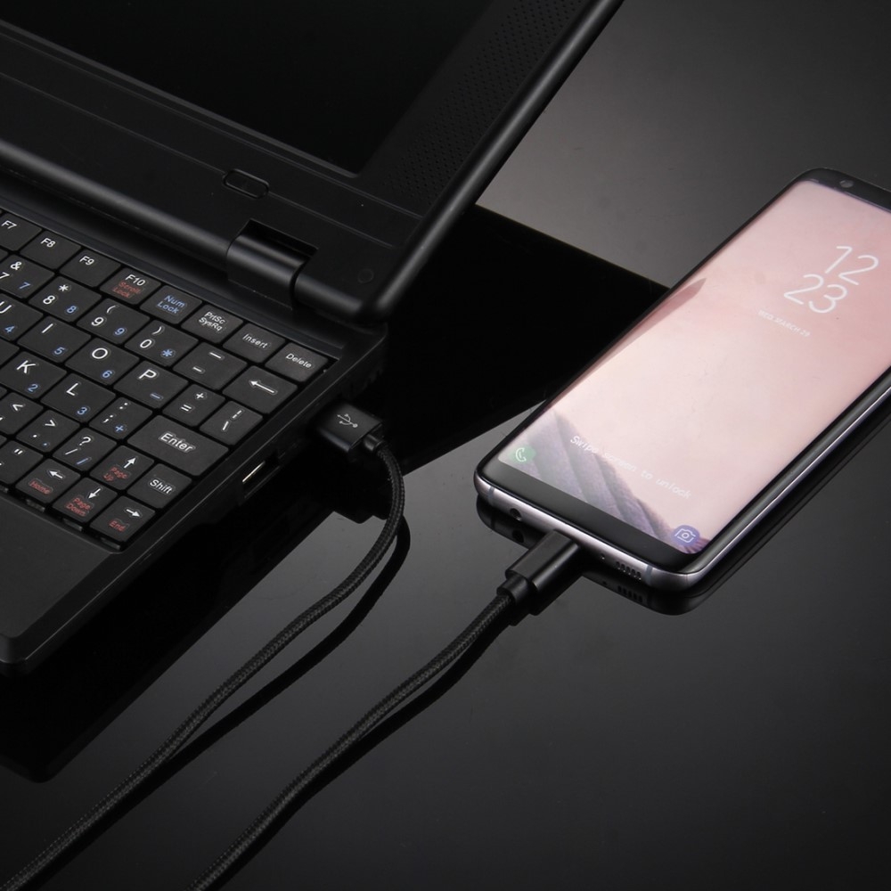 (3m) USB A auf USB C Nylon Ladekabel Datenkabel - Schwarz