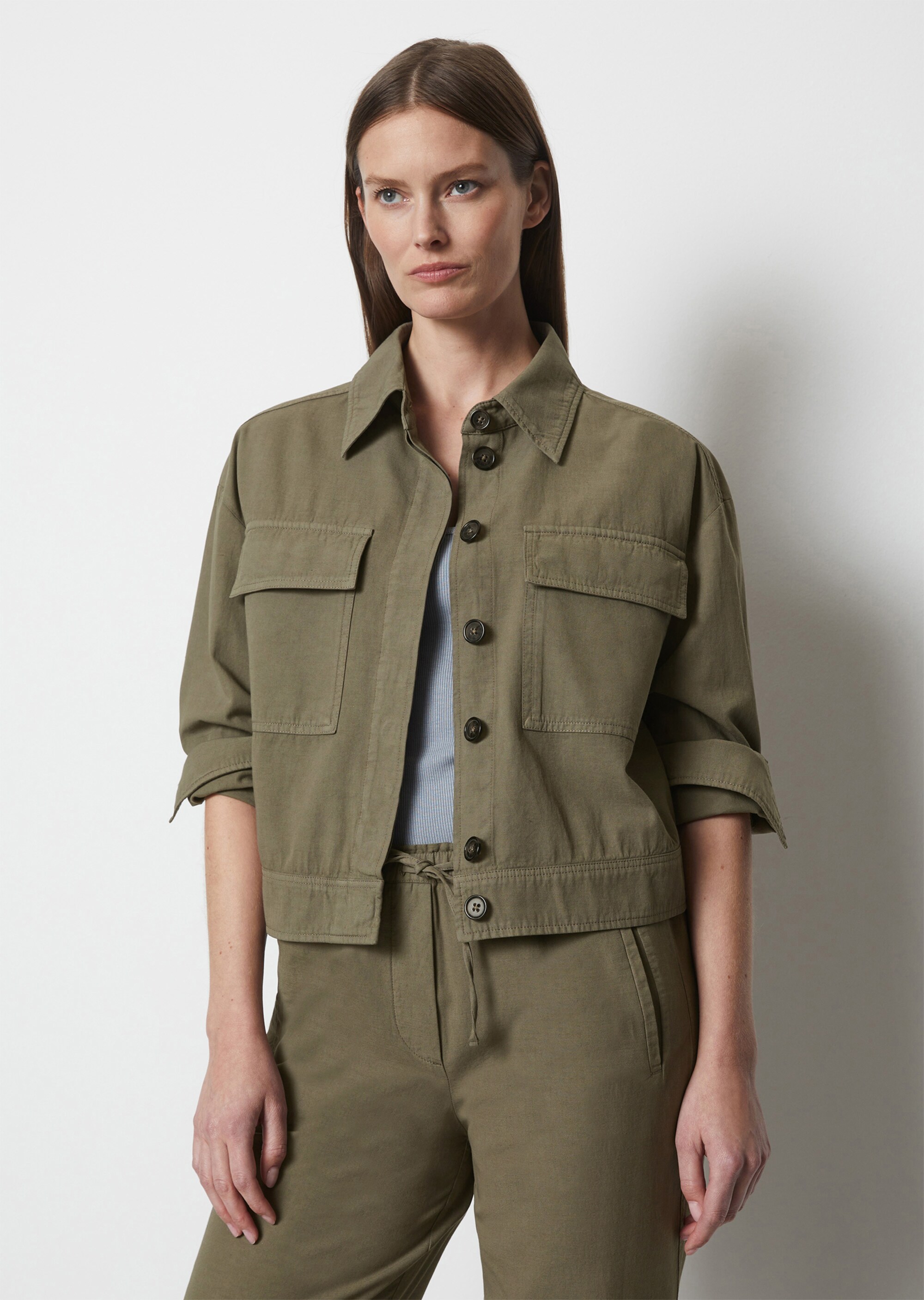 Jacke regularaus Organic-Cotton-Leinen-Mix