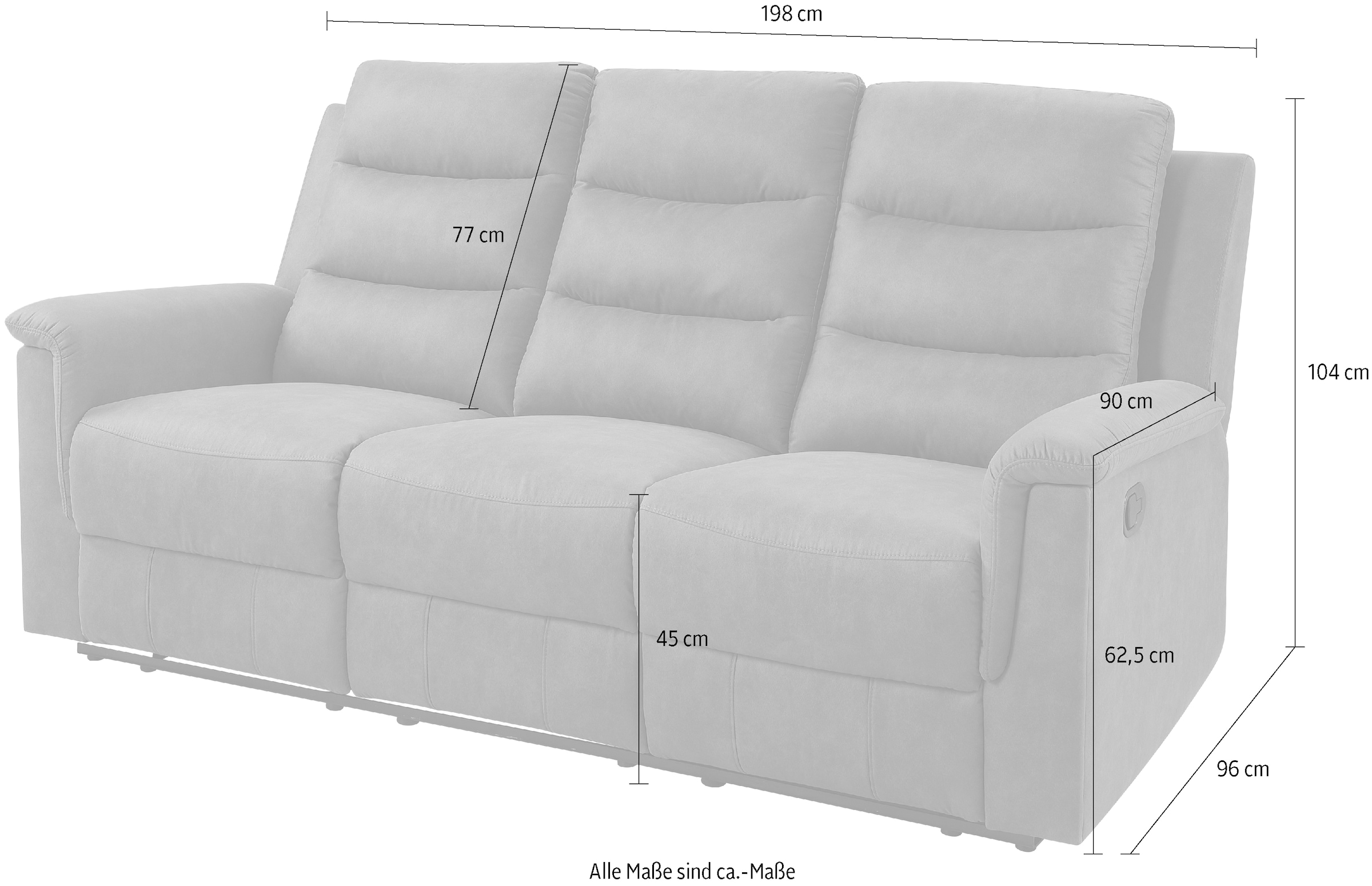 ATLANTIC home collection 3-Sitzer »Cliff mit 2 Relaxfunktionen« Federkern und Becherhaltern in klappbarer Mittelkonsole