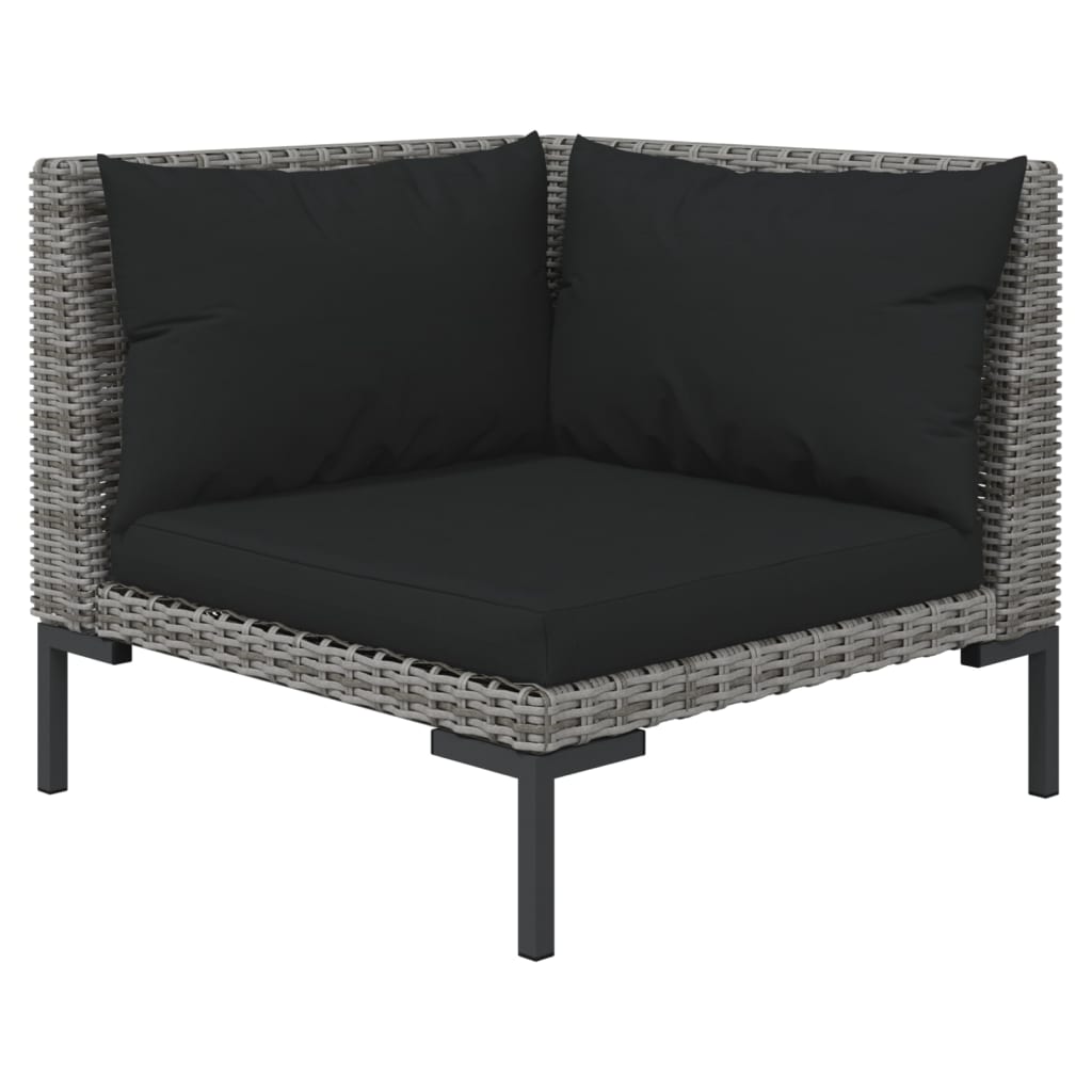 Salon de jardin meuble d'extérieur ensemble de mobilier 12 pièces avec coussins résine tressée gris foncé