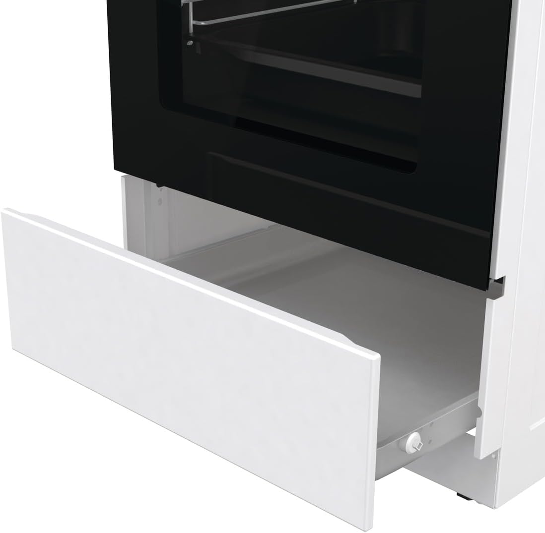 Gorenje GECS5C 60 WPA Elektro-Standherd mit Glaskeramik-Kochfeld / 50cm / 70 Liter/GentleClose/Schnellaufheizung/AirFry/ExtraSteam/Teleskopauszüge/AquaClean/weiß, 740538, 70L