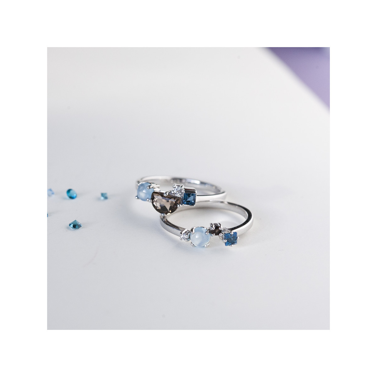 Bague MATY Or 375 blanc pierres fines