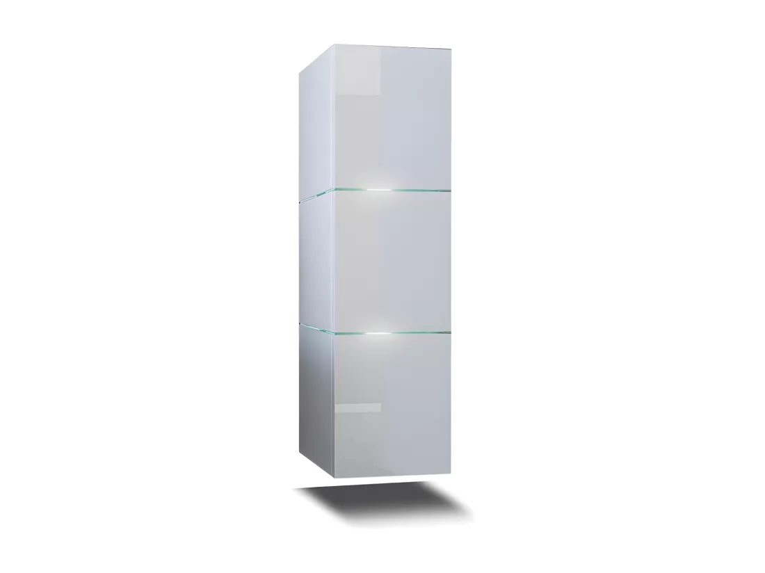Colonne de salle de bain suspendu, collection OWL, coloris blanc mat et blanc brillant, idéal pour une salle de bain design