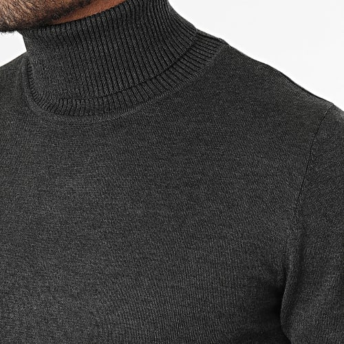 Lot De 2 Pulls Col Roulé Noir Gris Anthracite Chiné