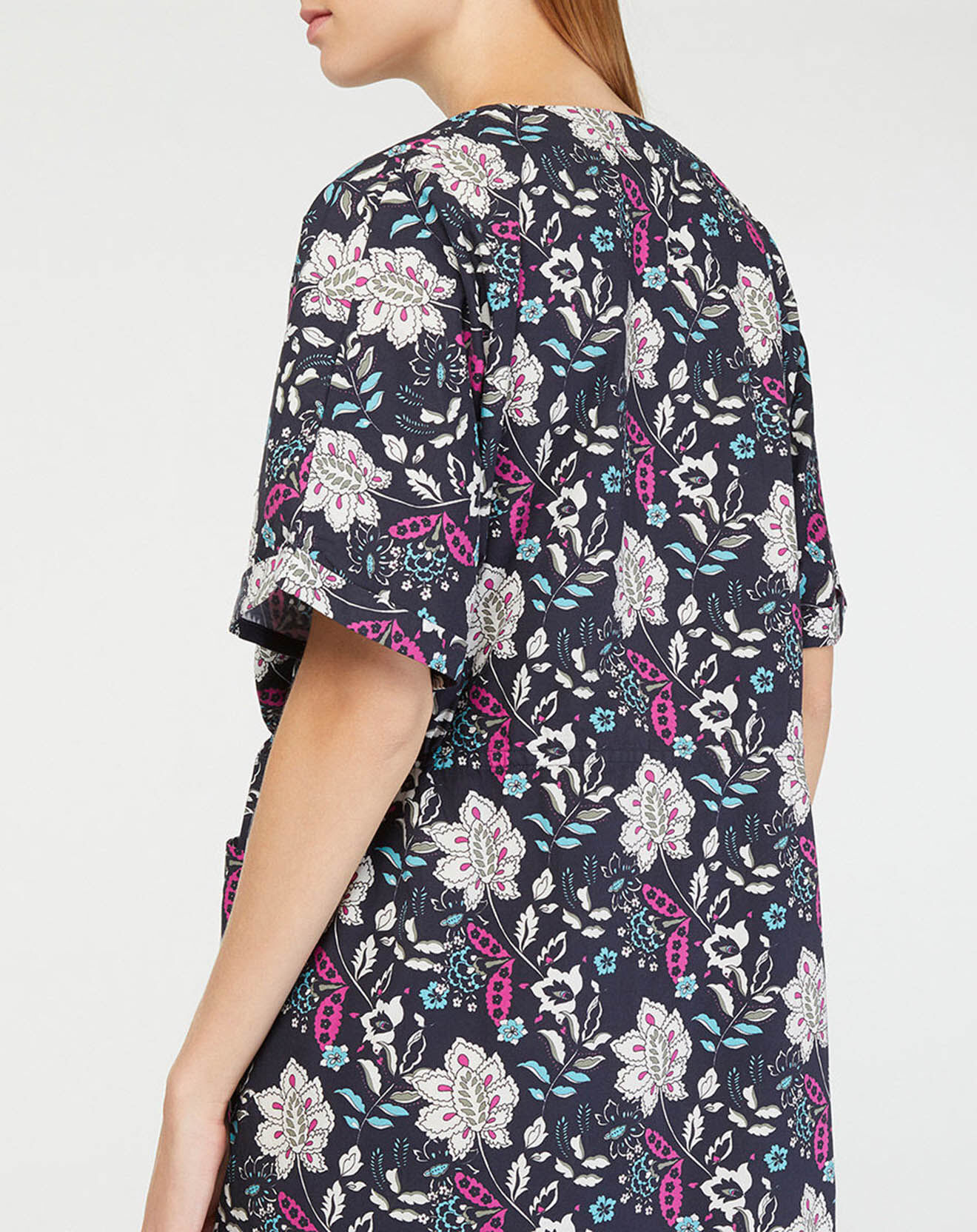 Galeries Lafayette Robe Epolo imprimée bleu marine