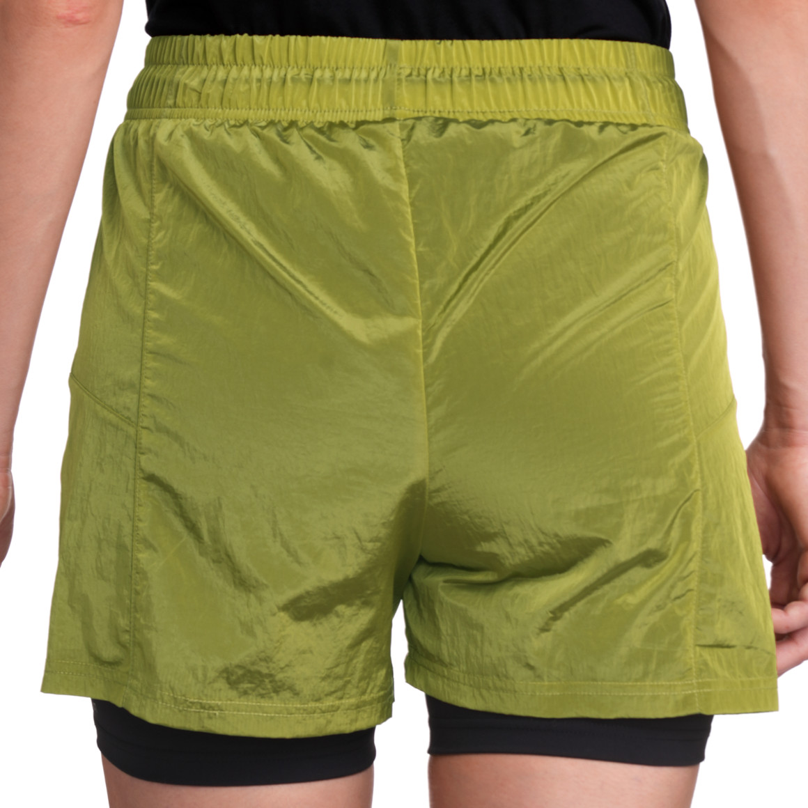 Gina Sports Damen Sport-Shorts zweilagig gelbgrün / dunkelgrau