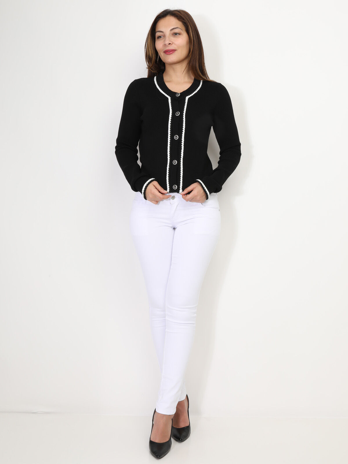 Cardigan à détails brodés- Noir