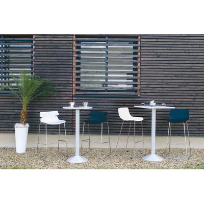 Mange debout - carrée - L60 x H110 x P60 cm - pied en fonte coloris alu - plateau blanc