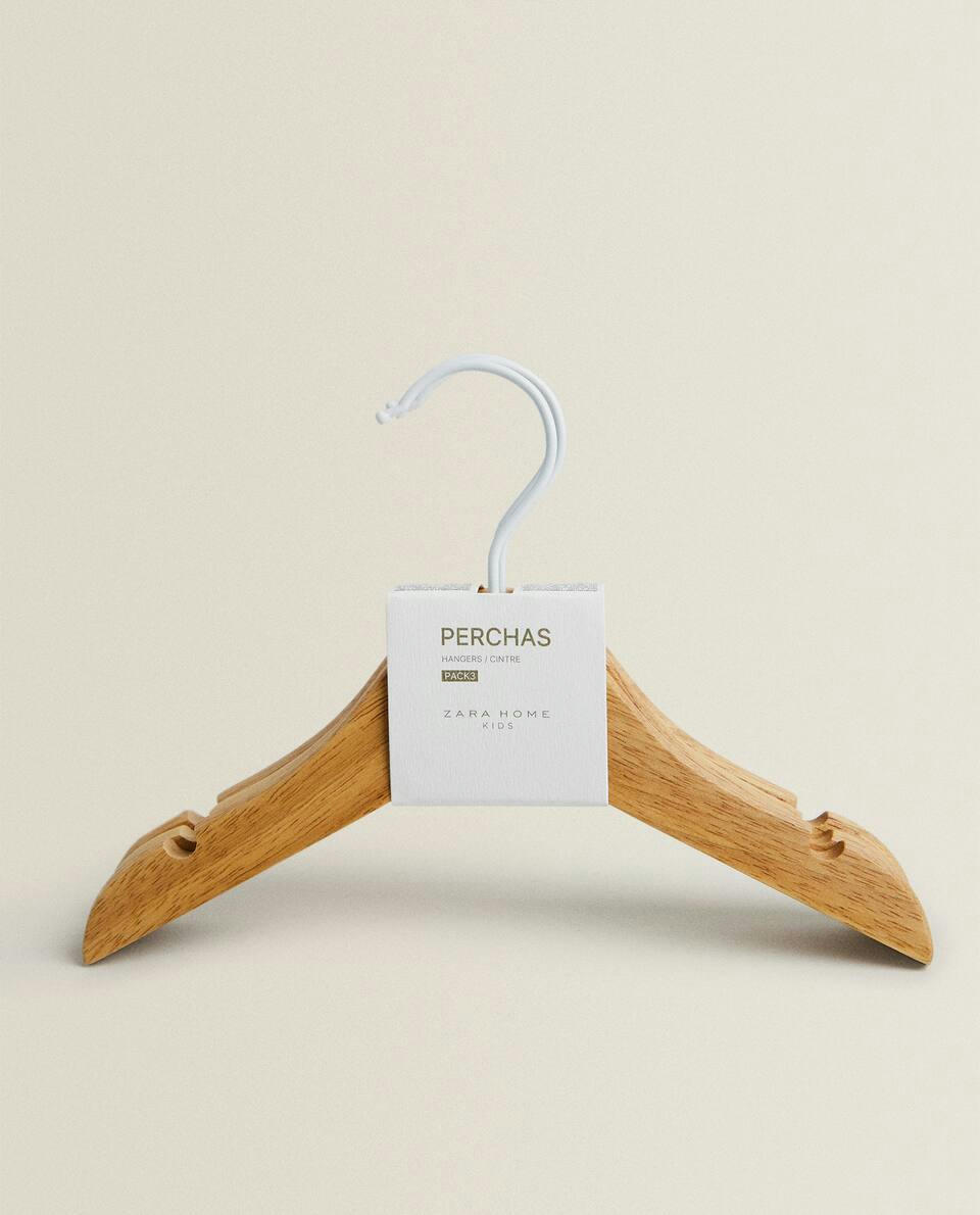 CABIDE DE MADEIRA PARA BEBÊ (PACOTE COM 3)