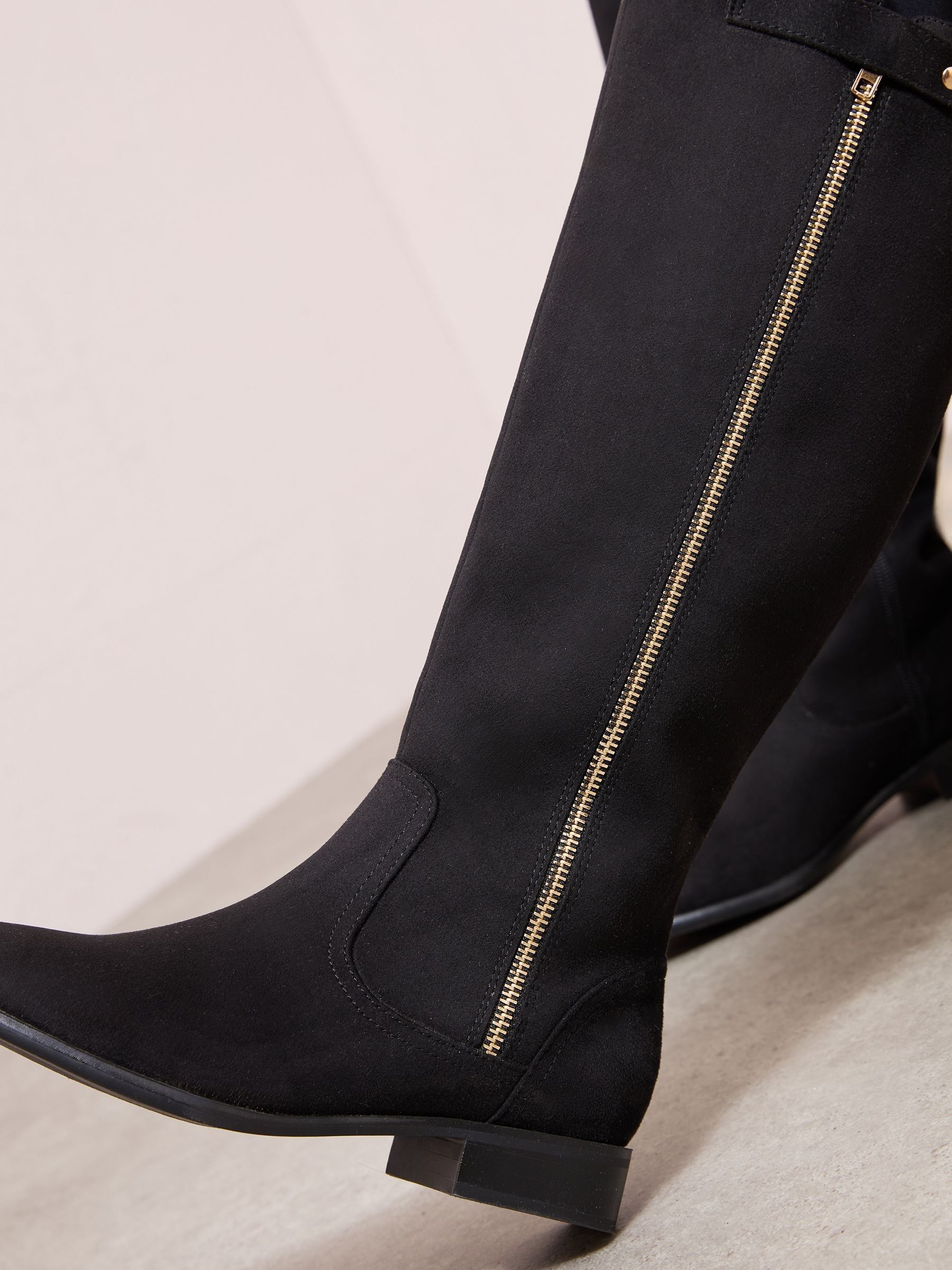 Friends Like These Flat Zip Faux Suede Knee High Long Casual Boots