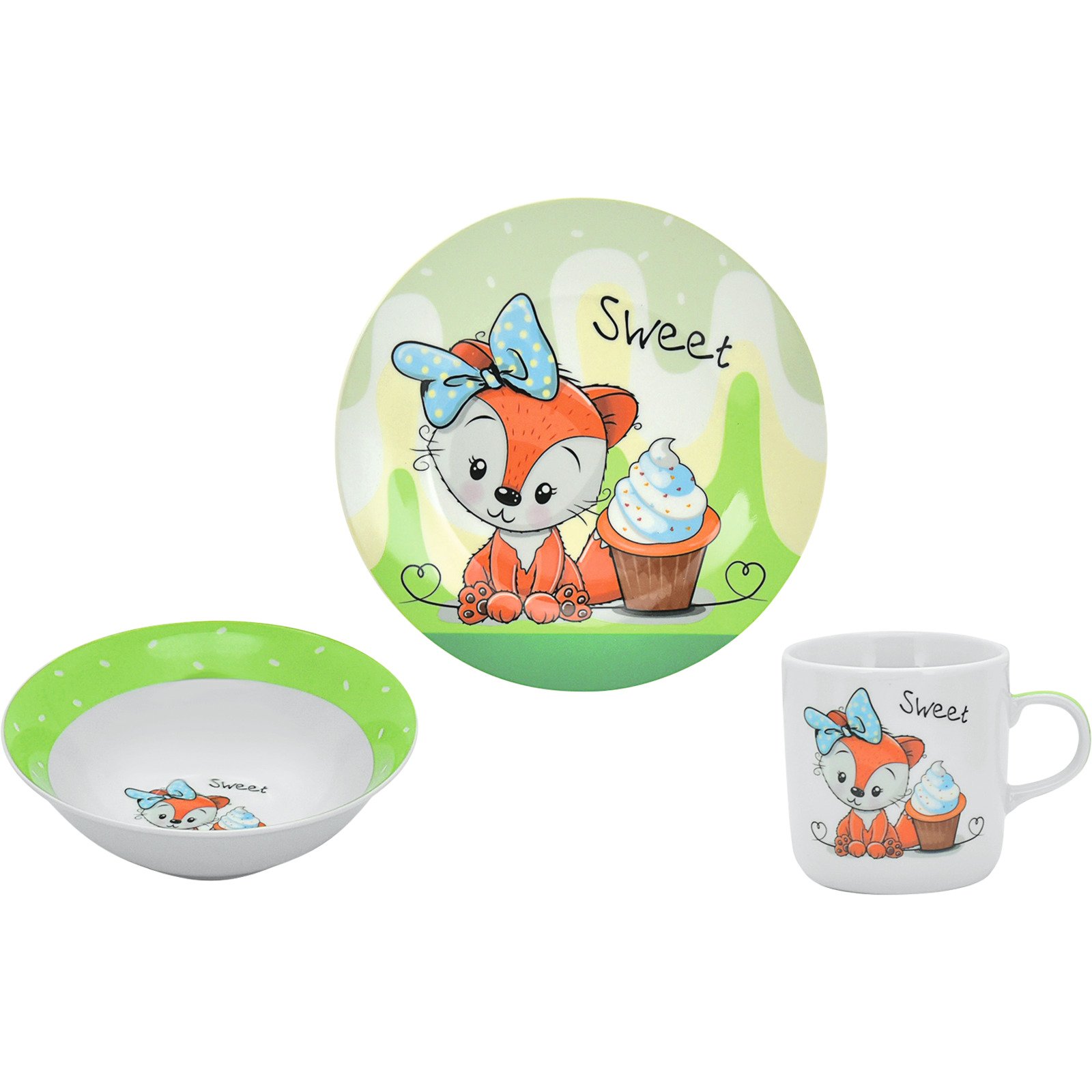 Kindergeschirr 3er Set, Fuchs