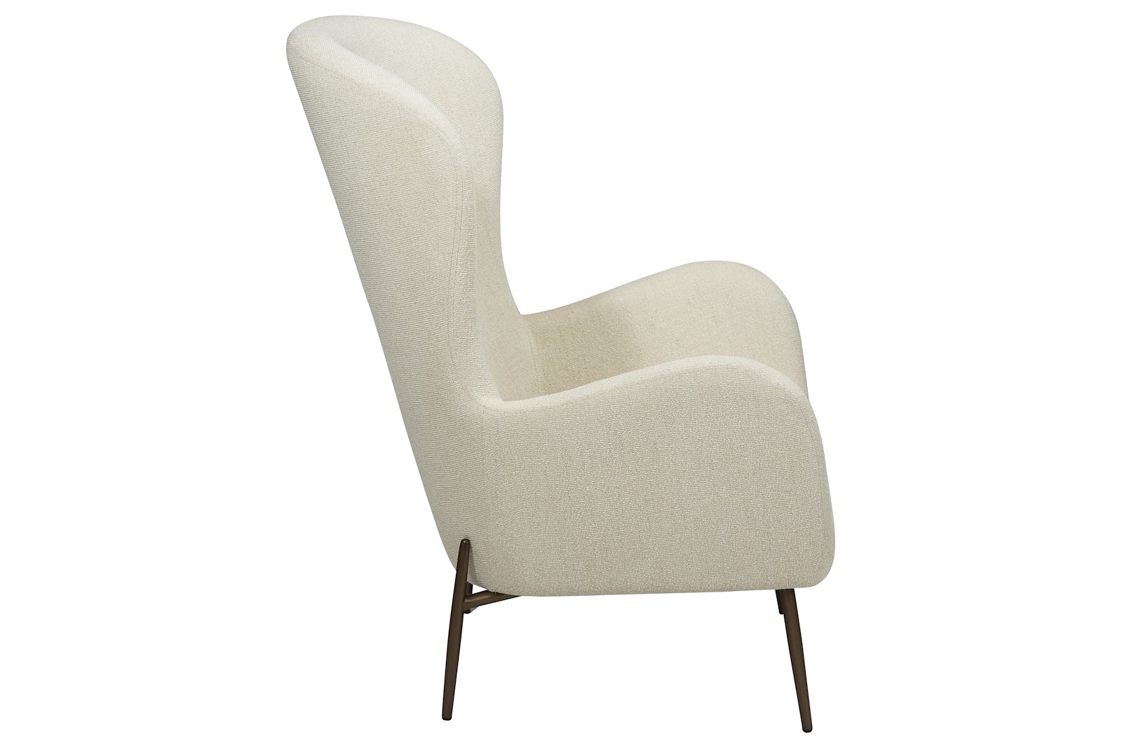 Glam hvilestol høy Tekstil Bouclé Bone White med antikk messing ben