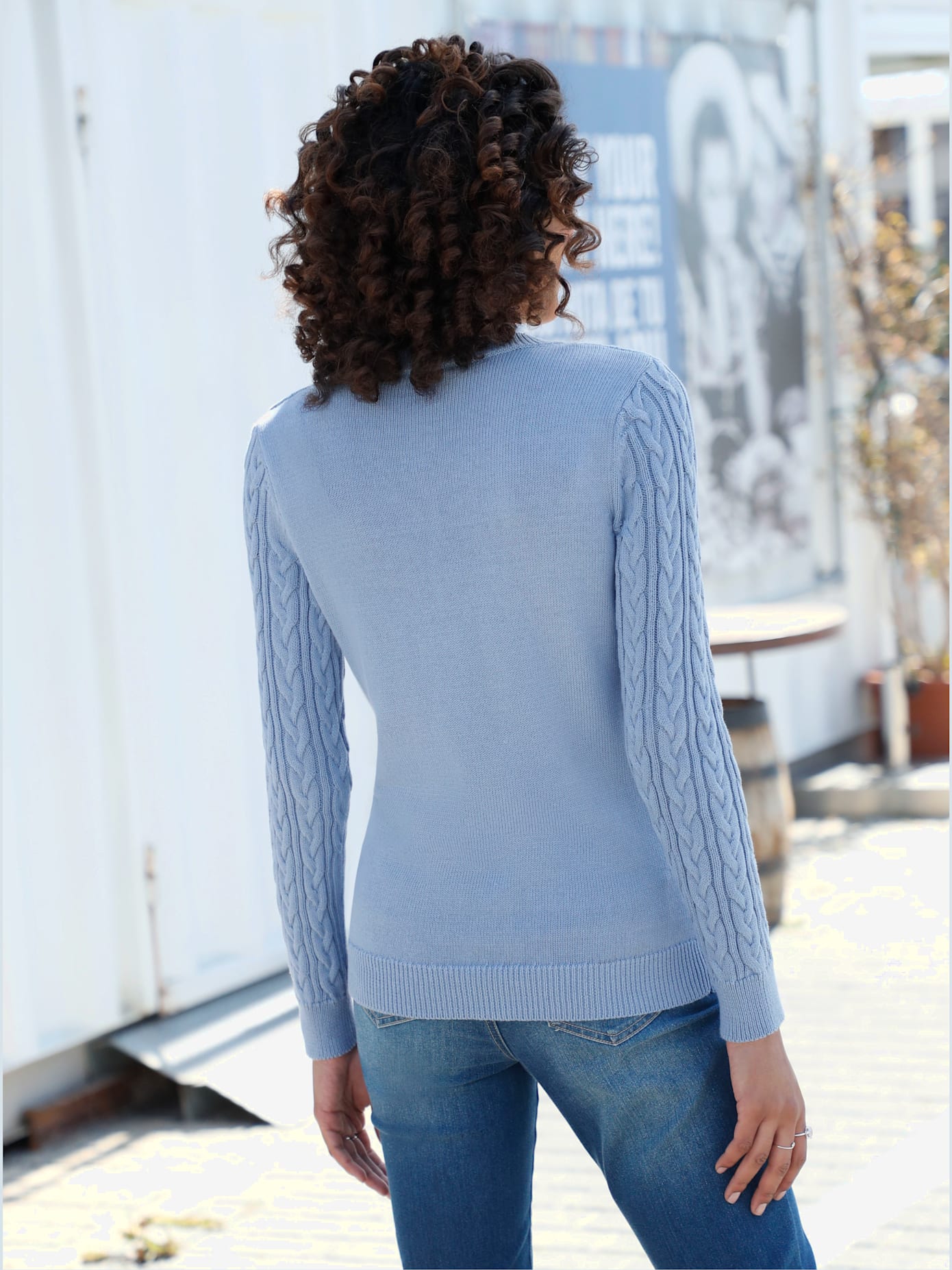 Pull en coton torsadé avec finitions côtelées