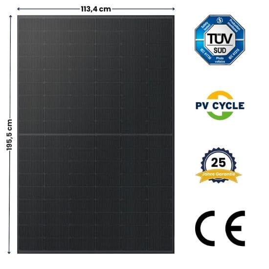 2000W Balkonkraftwerk XL Komplettset – 800W Wechselrichter, 4×500W bifaziale Solarmodule, 5 m Kabel, Steckdose – Solaranlage Balkon ohne Halterung