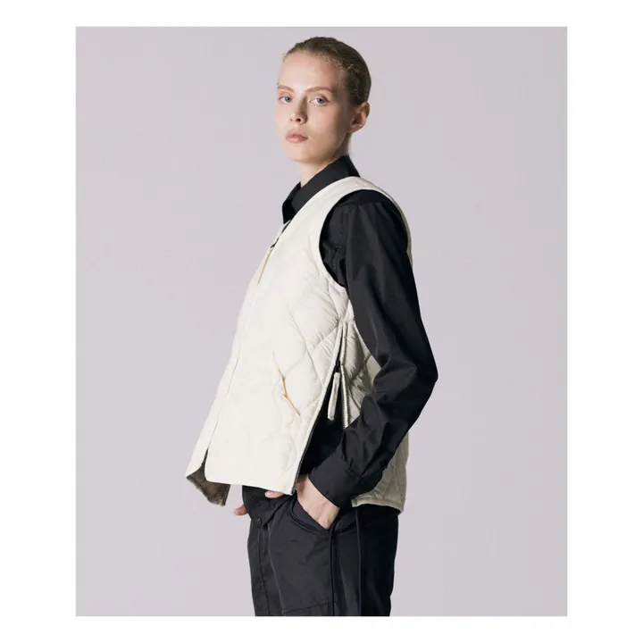 Taion Veste Zippée Sans Manches Military Unisexe Nylon | Ecru