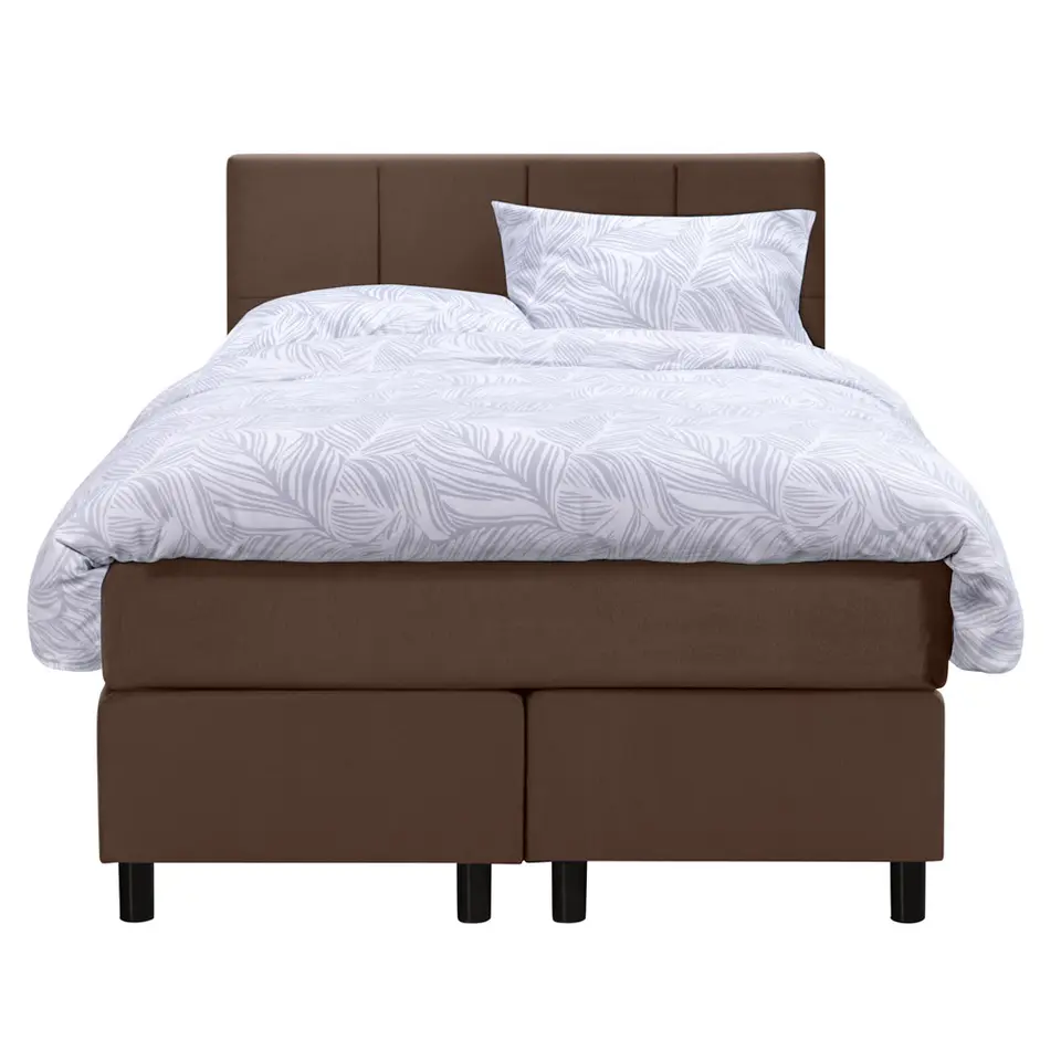 Boxspring Liv geblokt - bruin - 120x200 cm - ronde poot