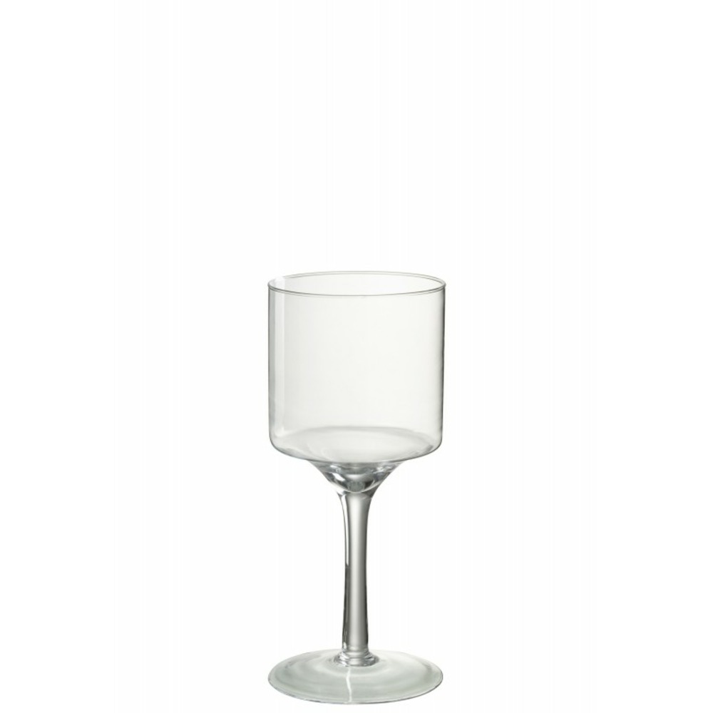Photophore sur pied en verre transparent 16x16x34,5cm