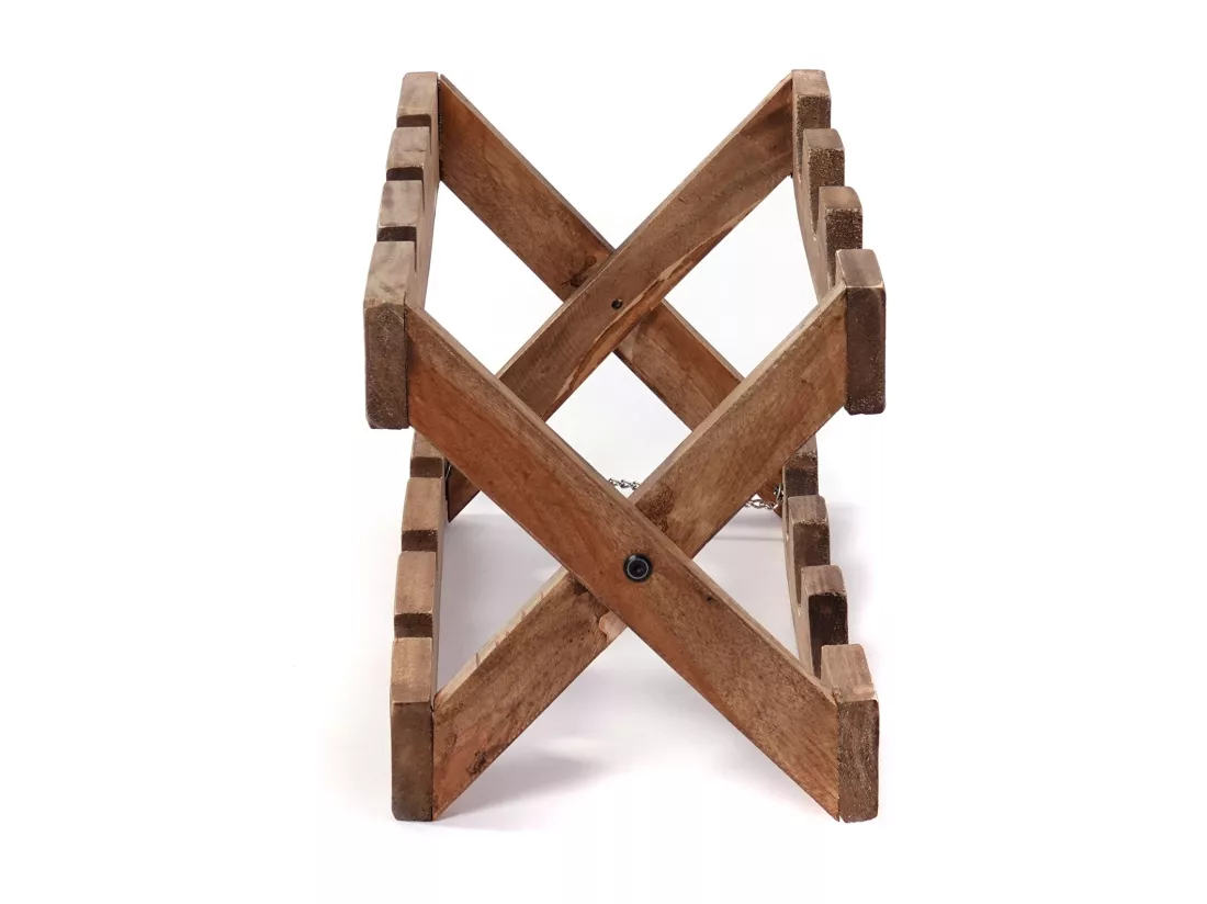 ÉTAGÈRE À BOUTEILLES Nino Bois massif en acajou, pour 6 bouteilles, pliable couleurs naturelles