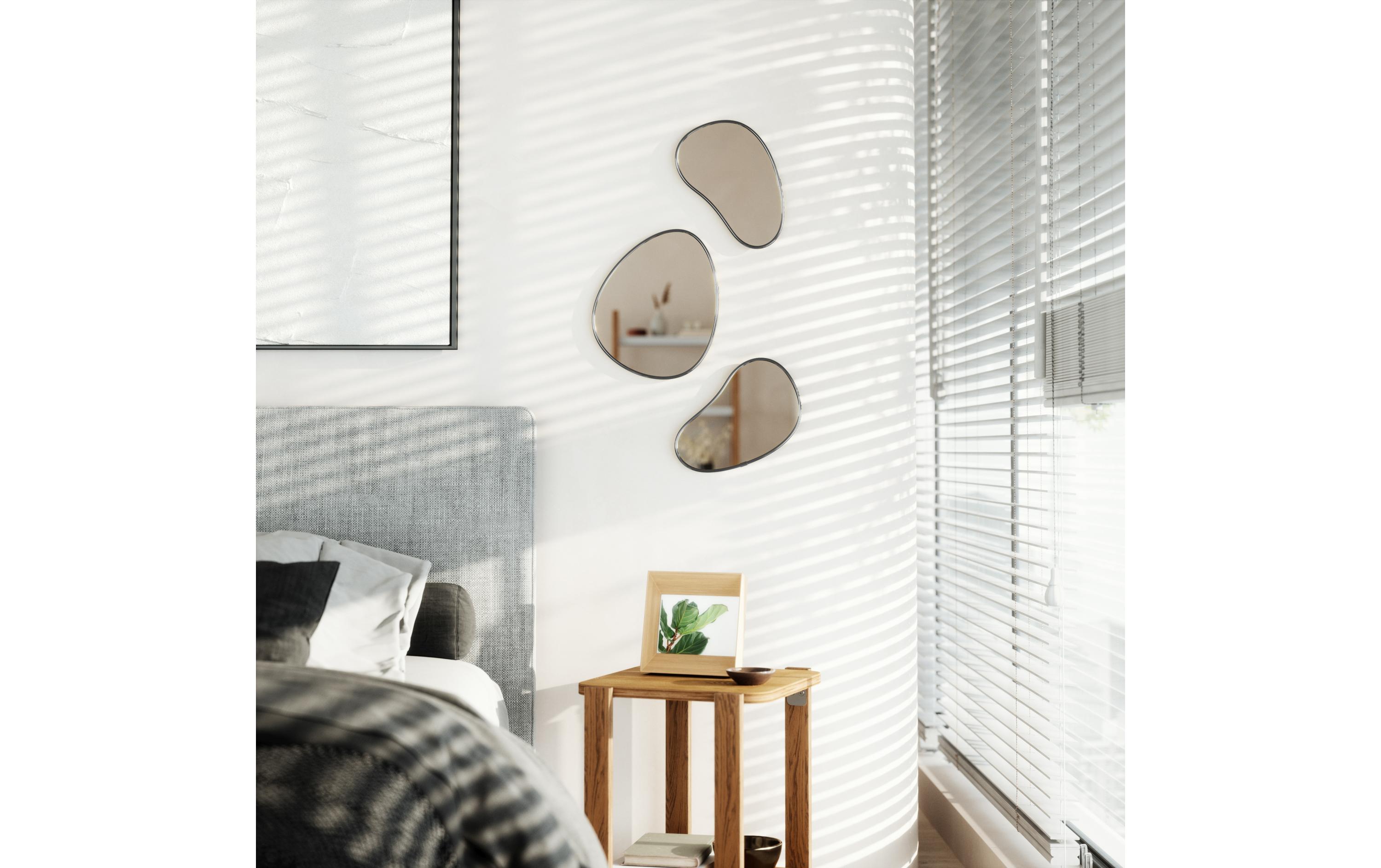Spiegel Hubba Pebble 3er Set, SchwarzModernes Wandspiegel-Set
