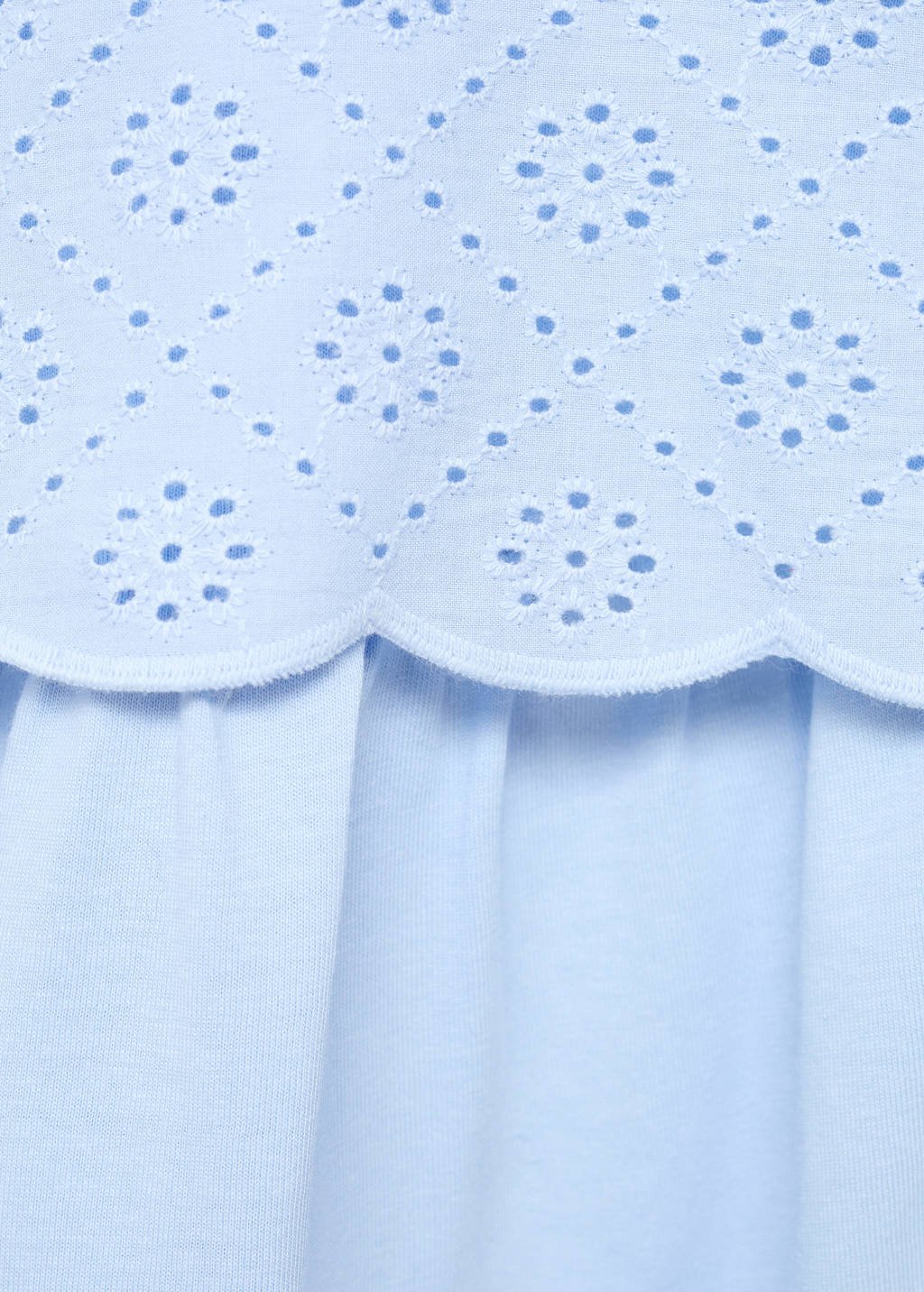 Mango Kids korte jurk broderie lichtblauw