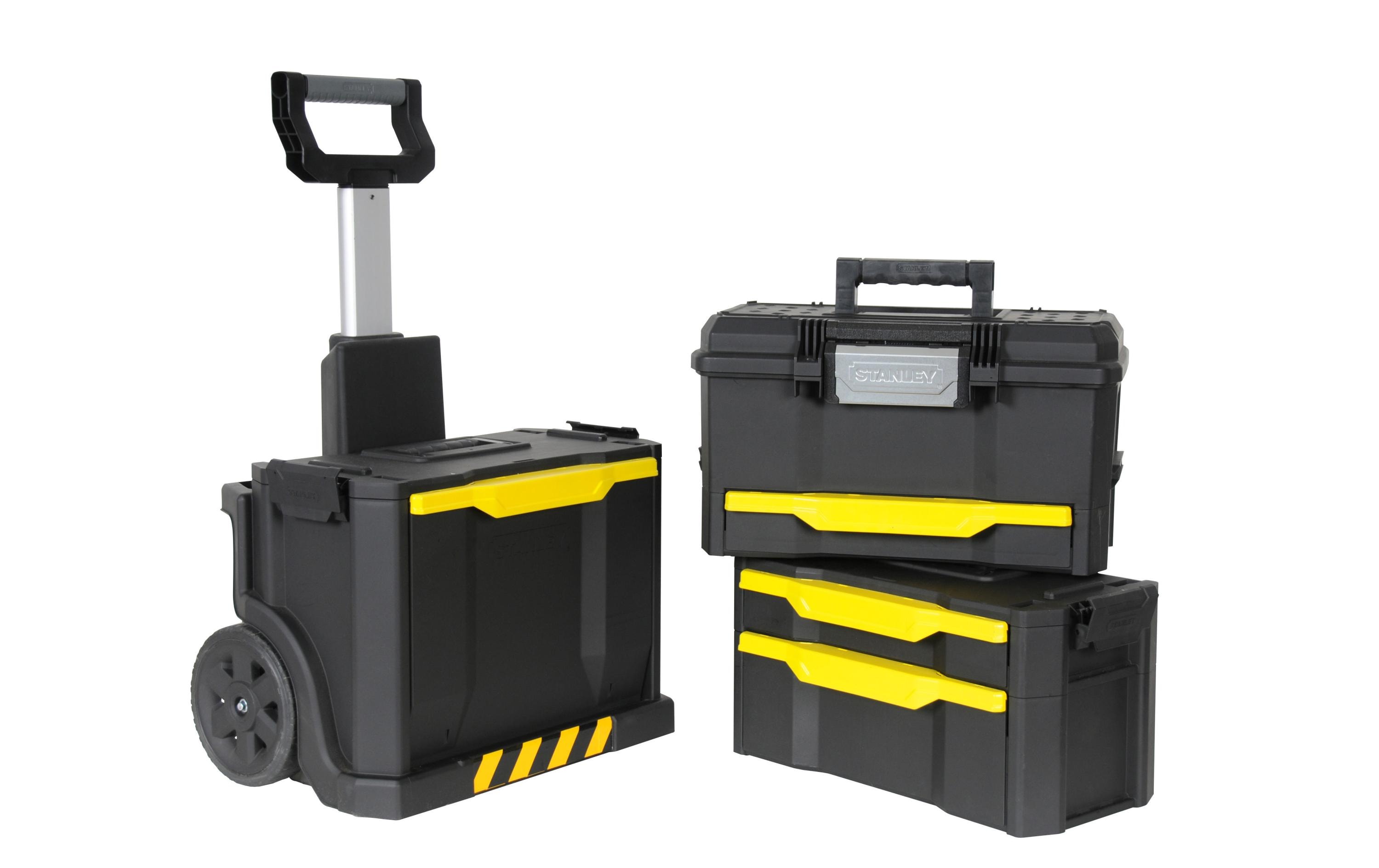 Werkzeugbox mit Rollen<br>Modular aufgebaute Rollende Werkstatt aus robustem Kunststoff