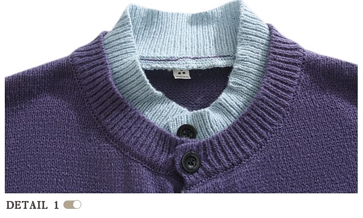 purplelouve - Contrasterende cardigan met knoopjes