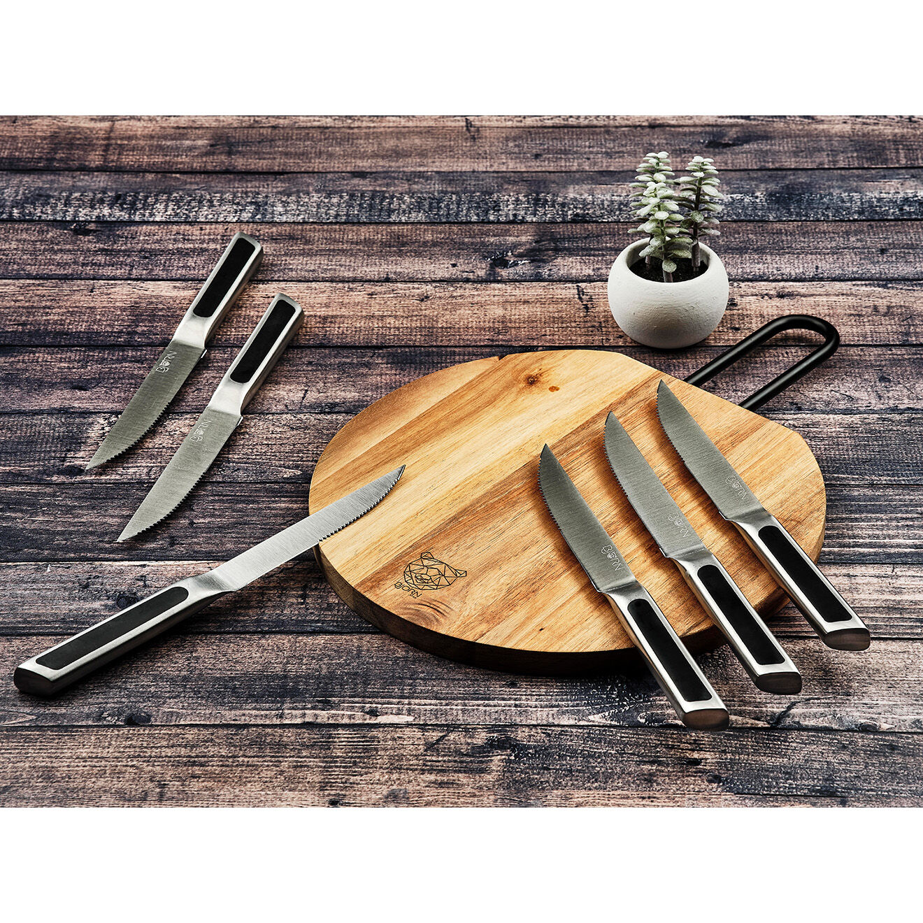 Bjorn 6 Couteaux à steak Loki inox mat - 24x2x1 cm