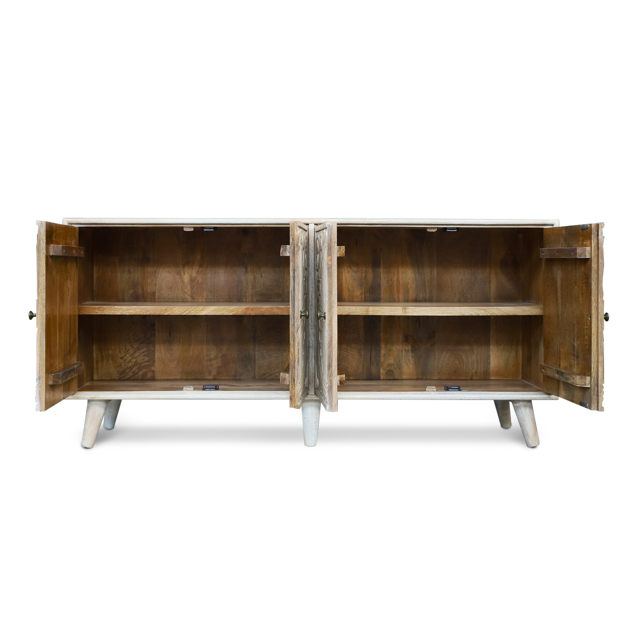 Sideboard 'Fradette' mit 4 Türen, whitewashed, B 150 cm, H 70 cm, L 40 cm von fischer's lagerhaus