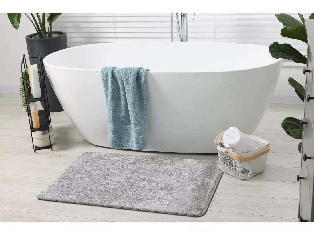 Tapis de salle de bain SANTA, plaine, antidérapant, doux - gris 60x100 cm