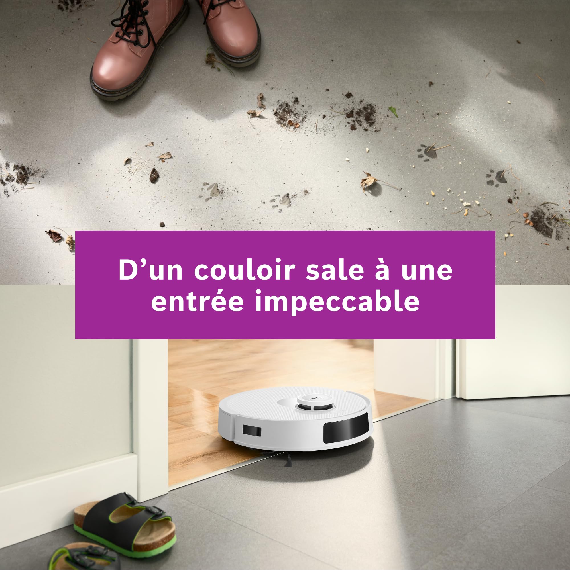 Bosch Spotless + BCRD1W Robot aspirateur-Laveur, 11 000 Pa, serpillère Statique, Station de Service, Navigation Smart Vision Infrarouge, Application H