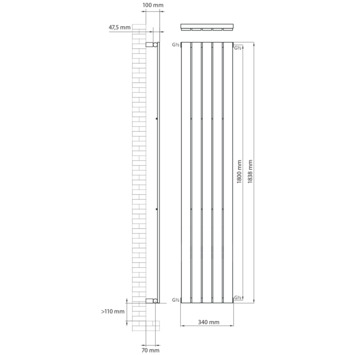 Haceka designradiator Negev wit 715 Watt 184x34 cm