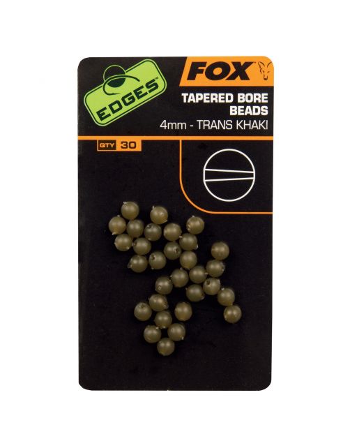 Fox Edges Tapered Bore Beads Trans Khaki - Systeem componenten - 4 mm 30 stuks
