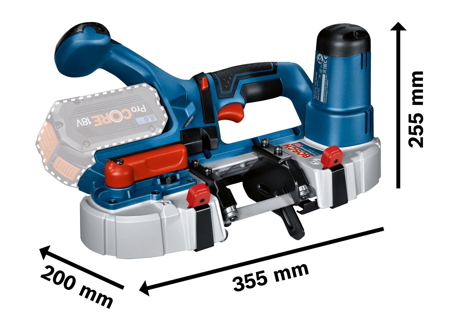 Bosch Professional GCB 18V-63 Accu bandzaag 18V Basic Body in L-Boxx - 06012A0401