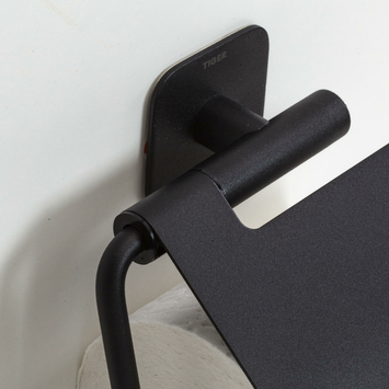 Tiger toiletrolhouder Colar met klep zwart