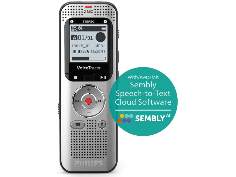 Philips Diktiergerät VoiceTracer DVT2015 Audiorecorder mit aussergewöhnlicher Aufnahmequalität