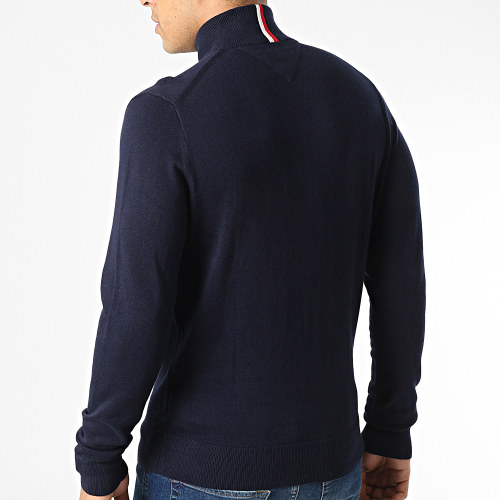 Pull Col Zippé Pima 8049 Bleu Marine
